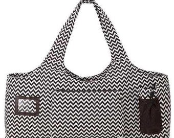 Oversized Yoga Mat Bag: Wide Chevron Print Tote with Water Bottle Holder