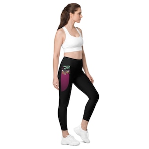 Namaste Capri Leggings with Pockets | High-Waisted, Recycled Fabric, Compression Fit | Chakra-Inspired Graffiti Design | 2XS–6XL
