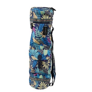 Boho Floral Yoga Mat Bag | Canvas Tote with Pockets, Full Zipper & Adjustable Strap | Water-Resistant Gift for Yogis