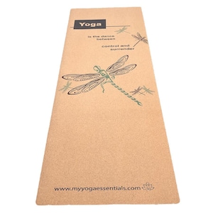 Dragonfly Cork & Rubber Yoga Mat – Eco-Friendly, Non-Slip, Antimicrobial | 4.5mm Thick Natural Cork + Rubber Luxury Yoga Mat