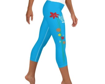 Yoga Capri Leggings- Hummingbird