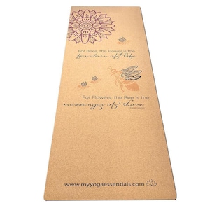 Bumble Bee Cork Yoga Mat: Eco-Friendly, Non-Slip, 4.5mm Thick
