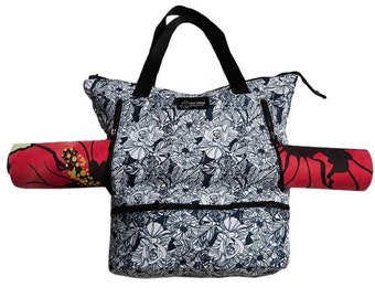 Black Rose Yoga Mat Bag: Water-Resistant Gym Tote with Clutch