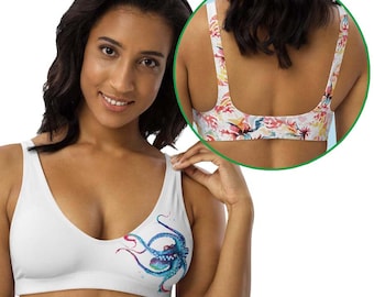 Flow like water recycled padded bikini-style yoga top