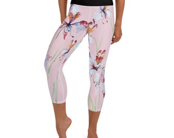 Orchid Bloom Yoga Capri Leggings