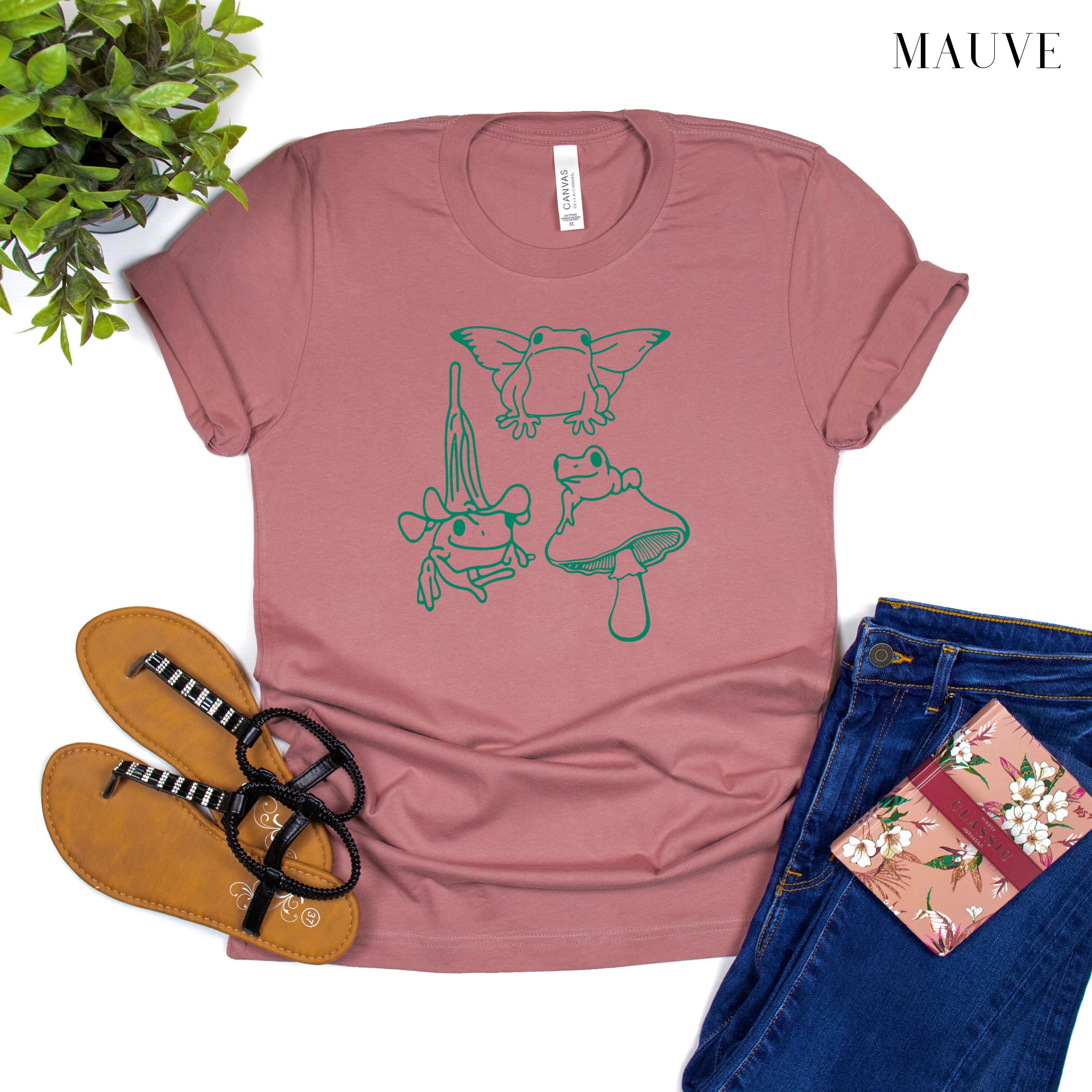 Frog Shirt Cottagecore Cute Frog Shirt Mushroom Frog Shirt Etsy