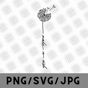 Make a Wish Graphic PNG, Make a Wish SVG, Dandelion Graphic, Dandelion png, Flower Graphic png, svg file, Christmas, wish png, wish svg