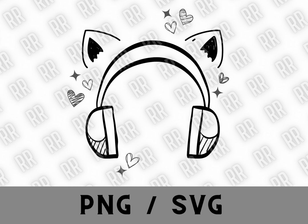 Cat Headphones Png, Gamer Headphones, Cat Headphones Svg, Cat Gamer