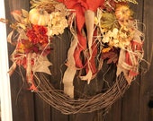 23 inch Fall Grapevine wreath FREE SHIPPING