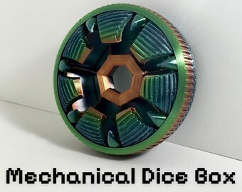 Mechanical Dice Box (print-in-place, no supports, no assembly)