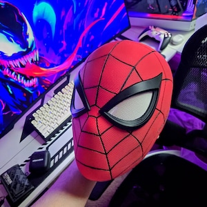 Spider-Man PS5 Textured Helmet – Cosplay Prop | High Detail Fan Art | Adjustable Fit | Comic Con Mask | Inspired by PS5 Suit