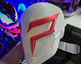 Spider-Man 2099 V2 Helmet – Textured Cosplay Mask | High Detail Fan Art | Miguel O’Hara Prop | Comic Con Costume | Adjustable Fit