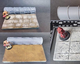 DnD Terrain Texture Rollers | 3D Printed Rolling Pins for Tabletop RPG | Stone Brick Wood Grass Patterns | Miniature Scenery Tools (8 Pack)