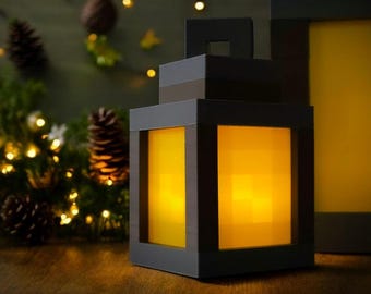 Minecraft Mini Lantern House – Christmas Ornament | Holiday Lamp Decor | Pixel Style Night Light | Gamer Gift | 3D Printed Mini House