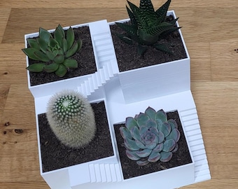 Multi-Level Mini Town Planter with Staircases