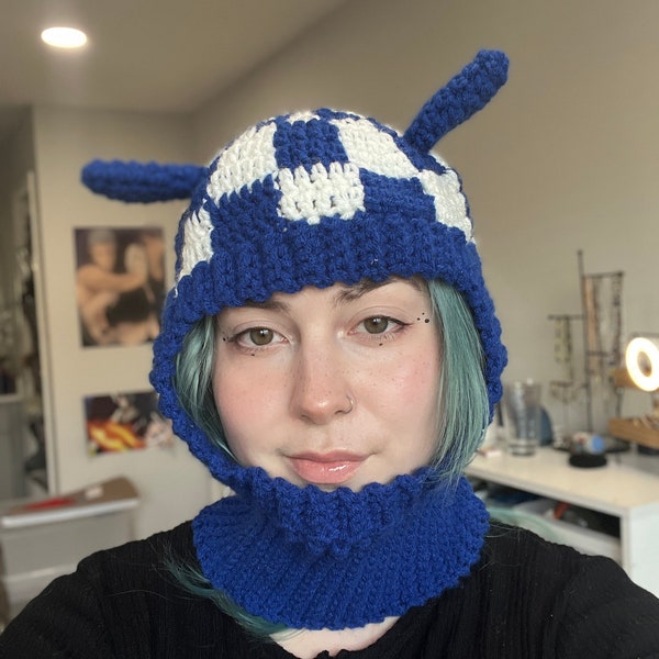 Checkered Cat Ear Balaclava