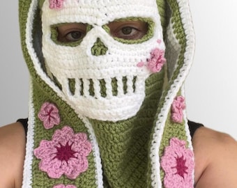 Crochet skull balaclava with Bunny Ears//Sakura