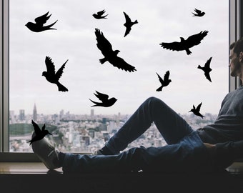Fensteraufkleber Vögel Fenster Aufkleber Wandtattoo Vogelschutz Vogelschlag Wintergarten schwarz