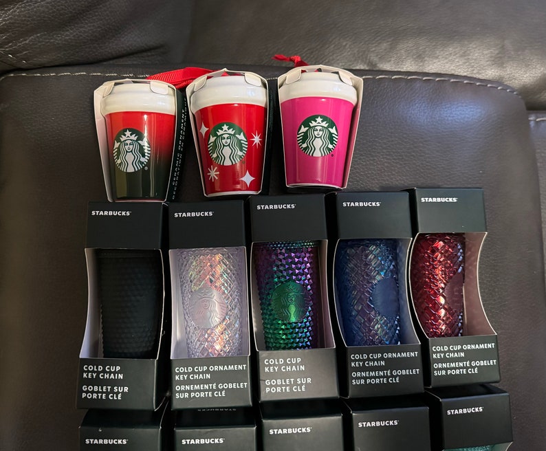 STARBUCKS Authentic Studded and Jeweled Mini Tumbler Keychain. Hare to