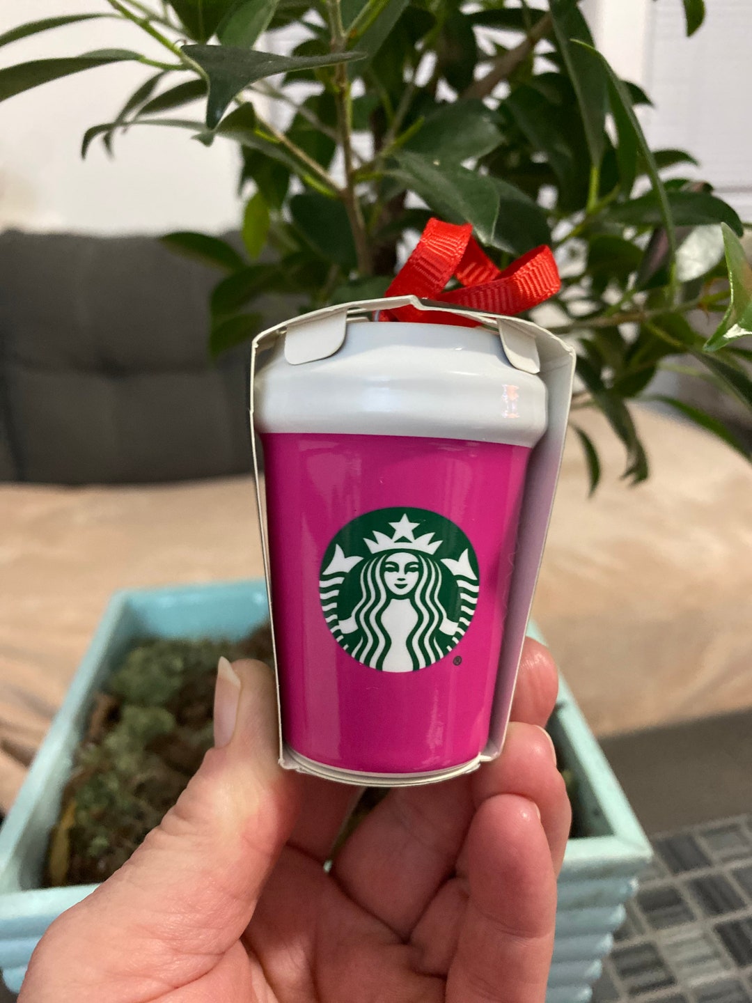 Starbucks 2021 Winter Holiday Pink Ceramic Ornament