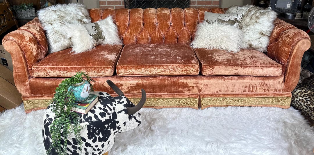 SOLD Vintage Chesterfield Style, Crushed Velvet Sofa - Etsy