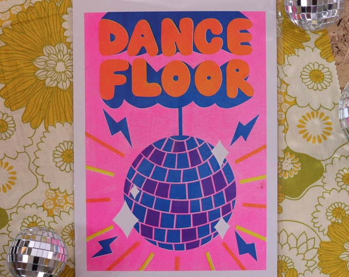 A4 Disco Dance Floor Risograph Print!