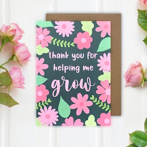 Merci de m'avoir aidé à grandir Carte de voeux - Jolie carte - Carte de fête des mères - Carte de fête des pères - Carte de l'enseignant - Carte du mentor - Carte de correspondance