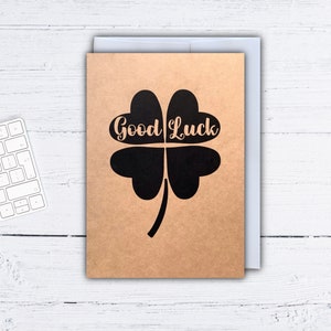 Carte de voeux porte-bonheur - carte de voeux artisanale - carte de voeux douce - trèfle à quatre feuilles - carte d'anniversaire minimaliste - carte pour notes