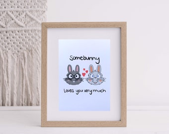 Impresión de "Somebunny Loves You Very Much" - Impresión artística de 5x7 - Impresión bonita - Papel reciclado - Impresión artística del Día de San Valentín - Impresión artística del Día de Galentines