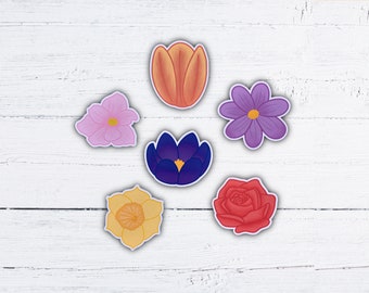 Flower Stickers - Flower Stickers, Cosmos, Daffodil, Anemone, Rose, Tulip, Crocus Sticker, Laptop & Water Bottle Sticker, Die-Cut Sticker
