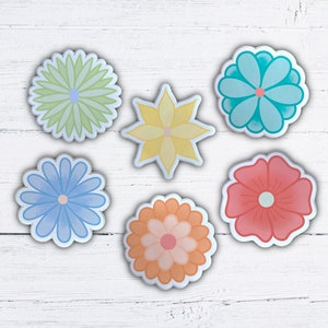 Pegatinas de flores en colores pastel: pegatinas de flores, pegatinas en colores pastel, pegatinas para portátiles, pegatinas para botellas de agua, pegatinas troqueladas, pegatinas fáciles de despegar