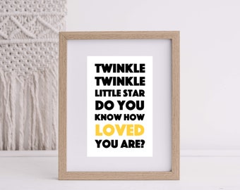 Twinkle Twinkle Little Star Art Print - Impresión de arte 4.5x7 - Impresión de citas - Impresión divertida - Impresión de guardería - Impresión de pared - Impresión de papel