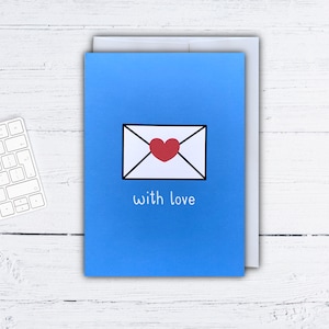 Avec amour - Carte de voeux mignonne - Carte de voeux douce - Carte de voeux d'amour - Lettre d'amour - Carte recyclée - Carte de correspondance