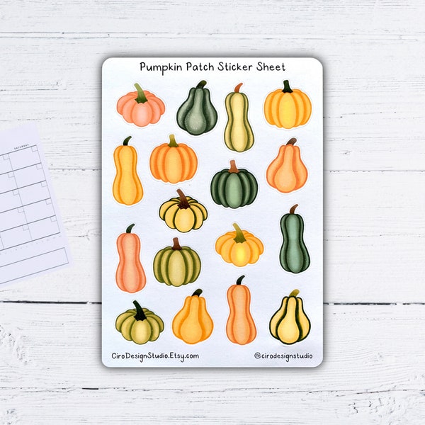 Pumpkin Patch Sticker Sheet - Autumn Stickers - Fall Stickers - Pumpkin Stickers, Gourd Stickers - Planner Stickers, Journal & Bujo Stickers