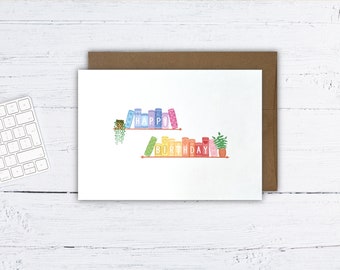 Tarjeta de felicitación de cumpleaños de un lector - Tarjeta bonita - Tarjeta dulce - Tarjeta de notas - Tarjeta de felicitación de un lector - Tarjeta de estantería - Tarjeta de cumpleaños de un lector
