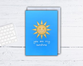 Tarjeta de felicitación "Eres mi sol" - Tarjeta de felicitación linda - Tarjeta de felicitación dulce - Saludo de sol - Tarjeta reciclada - Tarjeta de notas