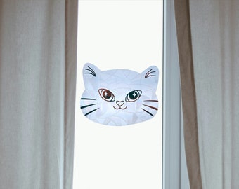 Atrapasol de gato, calcomanía para ventana, creador de arcoíris, lámina de arcoíris, cara de gato, atrapasol felino