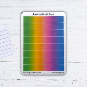 Regenbogen Washi Tape - Regenbogenfarben Washi - Regenbogenfarben - Journal, Skizzenbuch, Bujo Washi, Planer Washi - wieder ablösbare Aufkleber