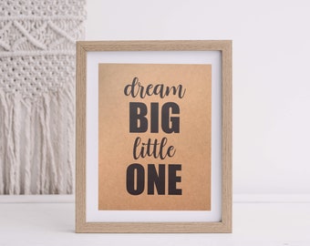 Lámina "Sueña en grande, pequeño" - 8,5 x 11 - 5 x 7 - 4 x 6 - Impresión con cita - Impresión de pared - Impresión para habitación infantil - Impresión en papel