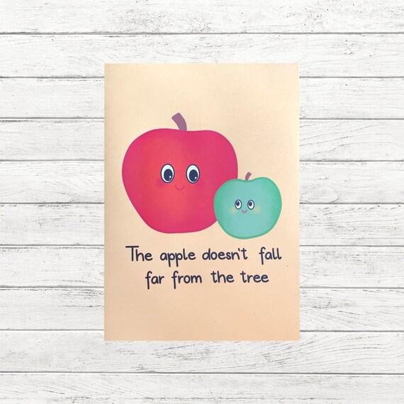 The Apple Doesnt Fall Far From the Tree Greetings Card Cute Etsy