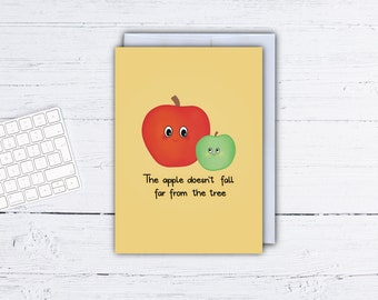 The Apple Doesn’t Fall Far From The Tree Greeting Card - Cute Card - Mother’s Day Greeting Card - Father’s Day Greeting Card - Notecard