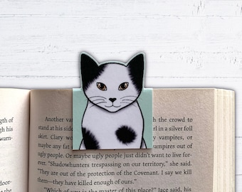 Marcapáginas magnético de gato/gatito, gato calicó, gato negro, gato atigrado, gato esmoquin, marcapáginas kawaii, amante de los libros, lectura