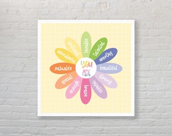 Lámina "Eres" - Lámina de 8x8 - Lámina de 4x4 - Lámina de amor propio - Arte mural - Lámina en papel - Lámina de positividad - Lámina motivacional