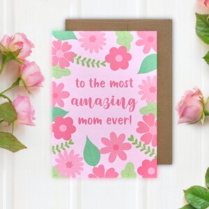 À la plus belle maman de tous les temps carte de voeux - carte de voeux rose layette - carte d'anniversaire pour maman - jolie carte - carte de fête des mères - carte pour notes