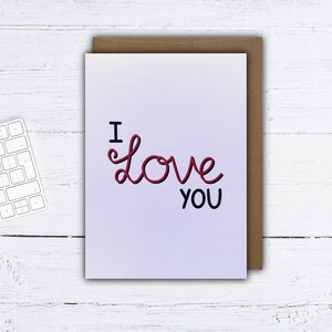 Je t'aime carte de voeux - carte de voeux mignonne - carte de voeux douce - carte de voeux d'amour - carte recyclée - carte pour notes