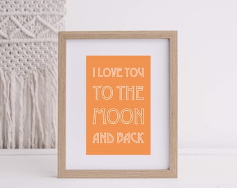 Ti amo fino alla luna e ritorno - Stampa artistica 4,5x7 - Stampa con citazione - Stampa divertente - Stampa per cameretta dei bambini - Stampa da parete - Stampa su carta