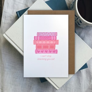 I Can't Stop Checking You Carte de voeux - jolie carte de jeu de mots de bibliothèque - carte de correspondance - carte de voeux livresque - amoureux des livres, Saint-Valentin, anniversaire