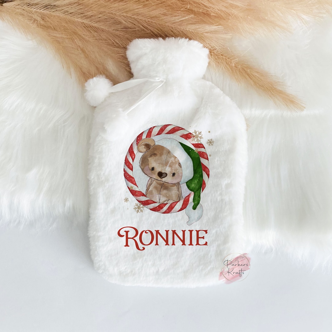 Personalised Hot Water Bottle, Cute Bear Hot Water Bottle, Christmas