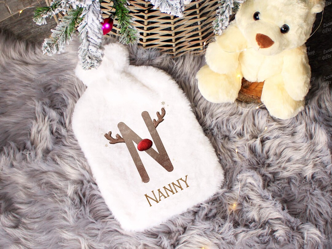 Personalised Hot Water Bottle, Reindeer Hot Water Bottle, Christmas