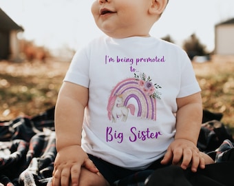 Personalised kids t-shirts, children'ss tees, being promoted to big sister, big brother, cousin, new baby, announcements, baby.